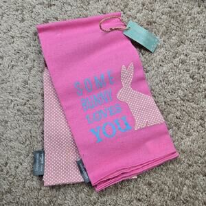 Hallmark Pink and Blue Tea Towel. Some Bunny Loves You. Lot Of 2